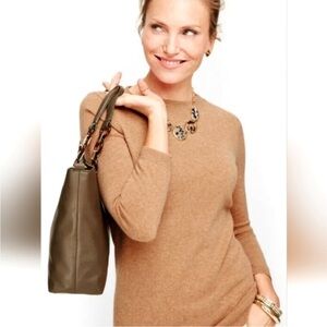 Women’s Camel 3/4 Sleeve Cashmere Sweater Talbots XS Extra Small Tan Beige